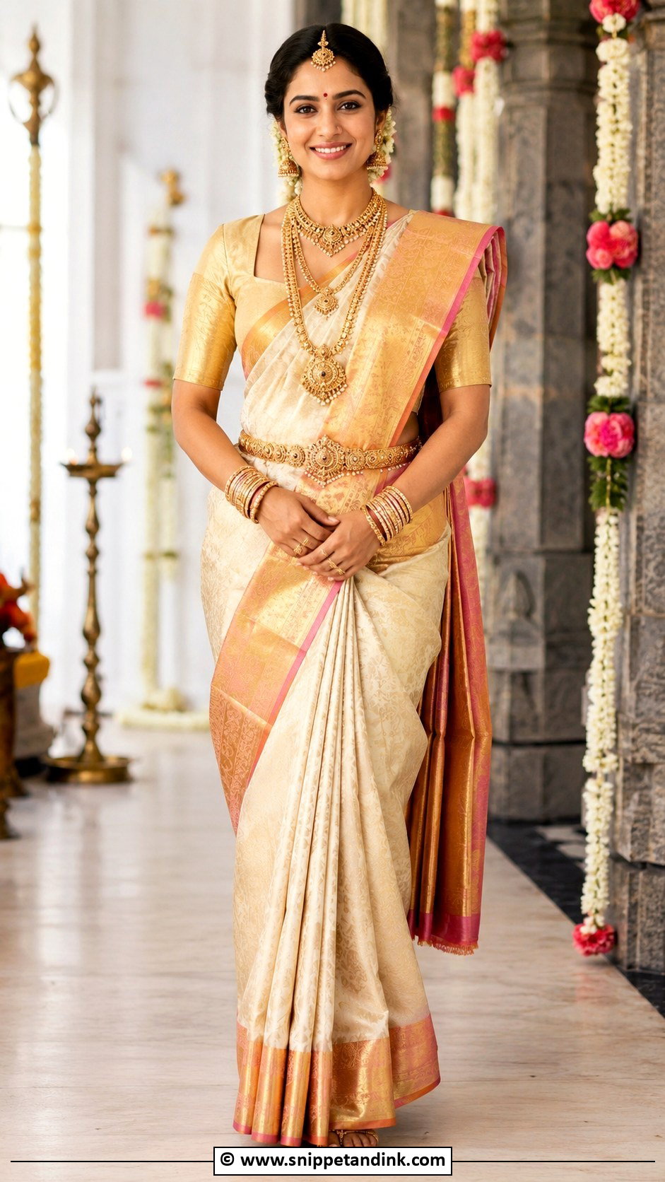 Square Neck Bridal Blouse With Silk Saree - Snippet and Ink - 30 Bride Blouse Designs