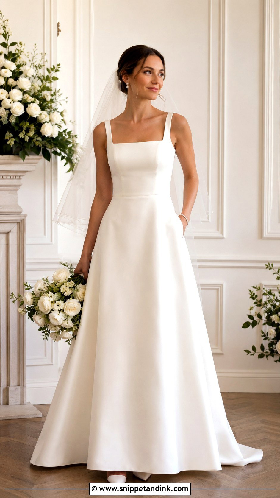 Square Neck Bridal Gown Look - Snippet and Ink - 30 Bridal Wear Ideas