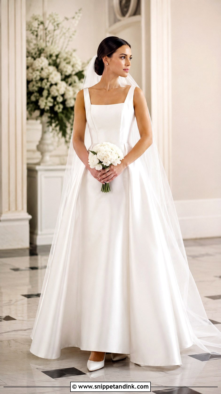 Square Neck Bridal Gown Outfit - Snippet and Ink - 20 Bride Attire Ideas