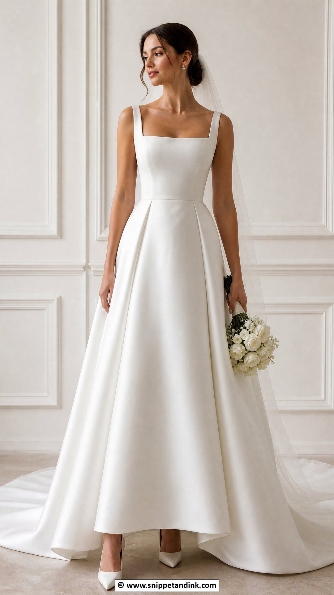 Square Neck Bridal Gown With Satin Pumps - Snippet and Ink - 35 Bridal Gown Ideas