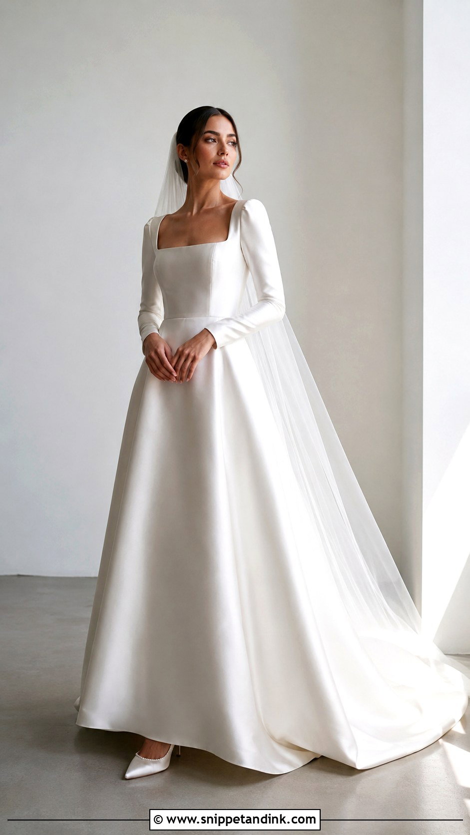 Square Neck Bridal Gown With Sleeves - Snippet and Ink - 25 Bridal Gowns with Sleeves
