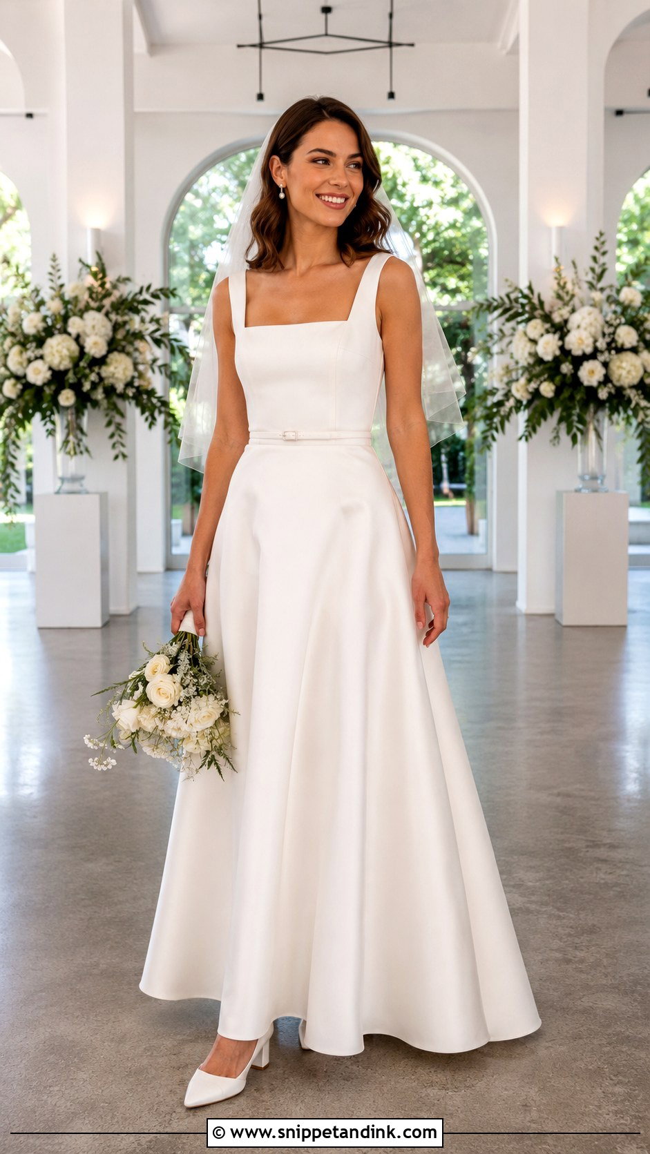 Square Neck Bridal Top With A Line Skirt - Snippet and Ink - 20 Bridal Separates Tops Ideas