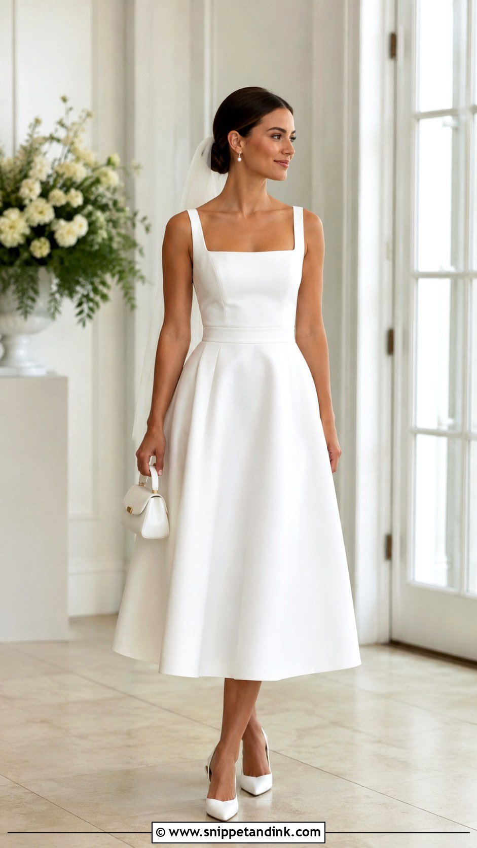 Square Neck Bridal Top With A Line Skirt - Snippet and Ink - 20 Bride Top Ideas