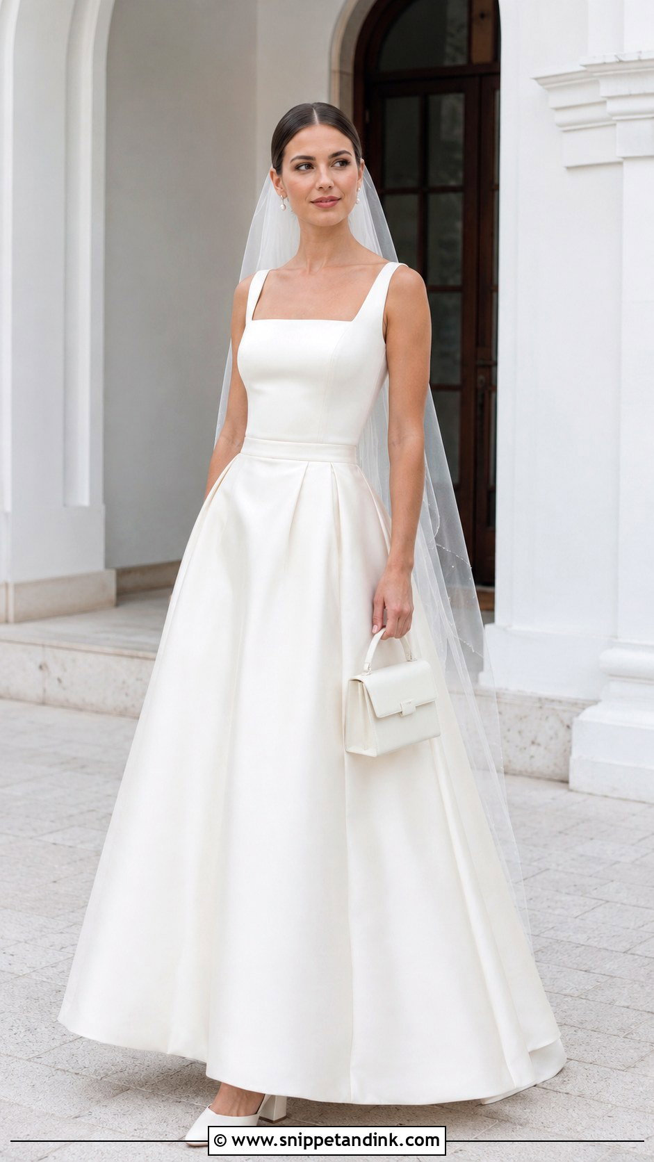 Square Neck Bridal Top With A Line Skirt - Snippet and Ink - 20 Bridal Tops Ideas