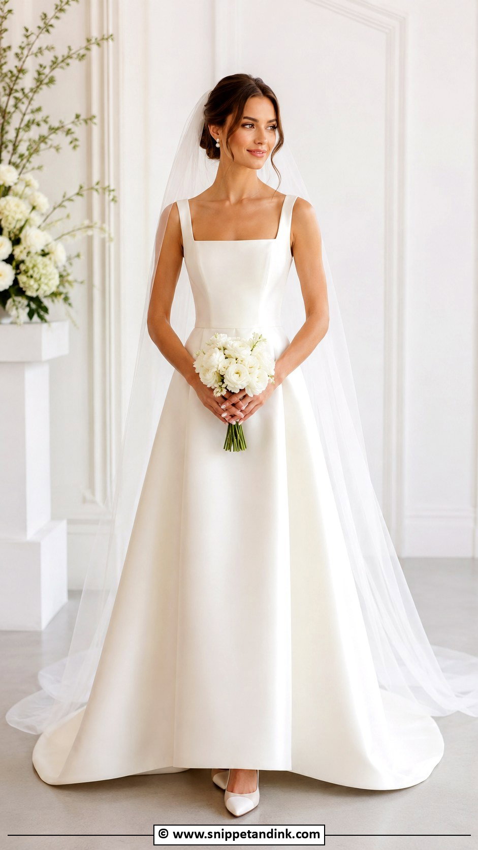 Square Neck Bride Gown With Satin Pumps - Snippet and Ink - 25 Bride Gowns