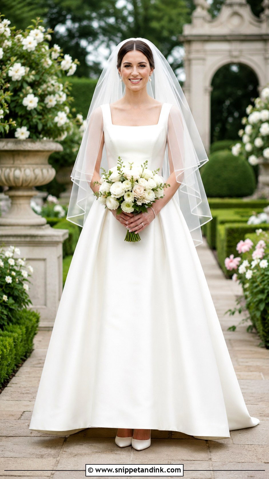 Square Neck Bride With Blusher Veil - Snippet and Ink - 20 Brides with Veils