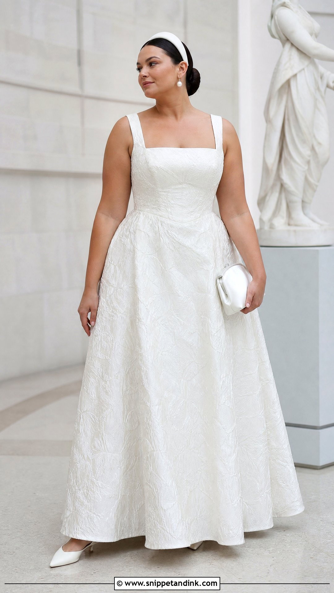 Square Neck Brocade Plus Size Wedding Dress - Snippet and Ink - 20 Vintage Plus Size Wedding Dresses