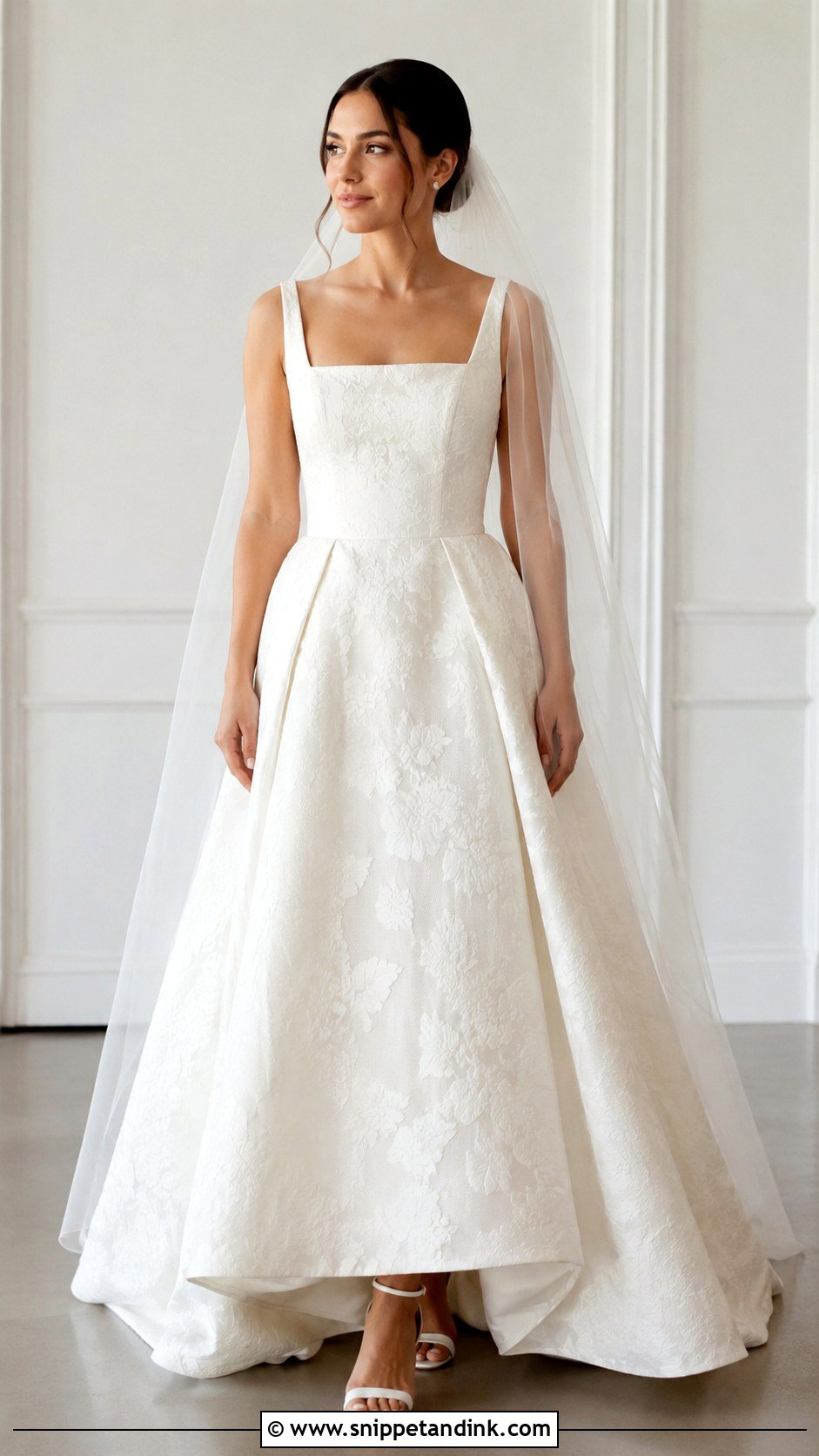 Square Neck Brocade Wedding Dress - Snippet and Ink - 25 Brocade Wedding Dress Ideas