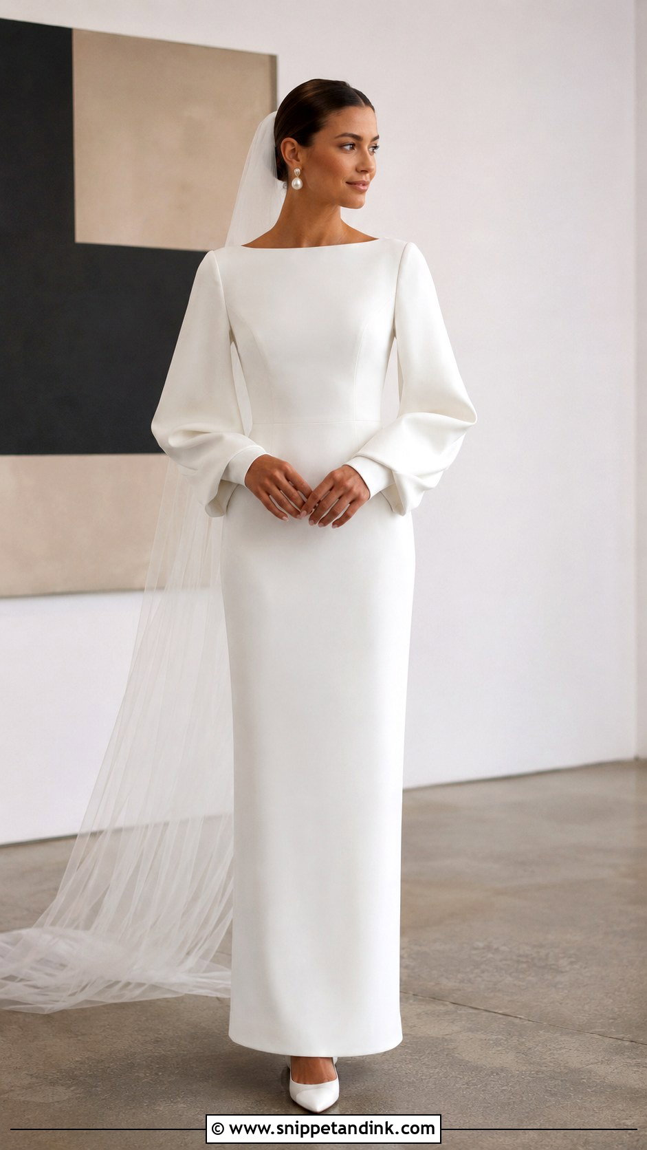 Square Neck Bubble Sleeve Wedding Dress - Snippet and Ink - 20 Bubble Sleeve Wedding Dress Ideas