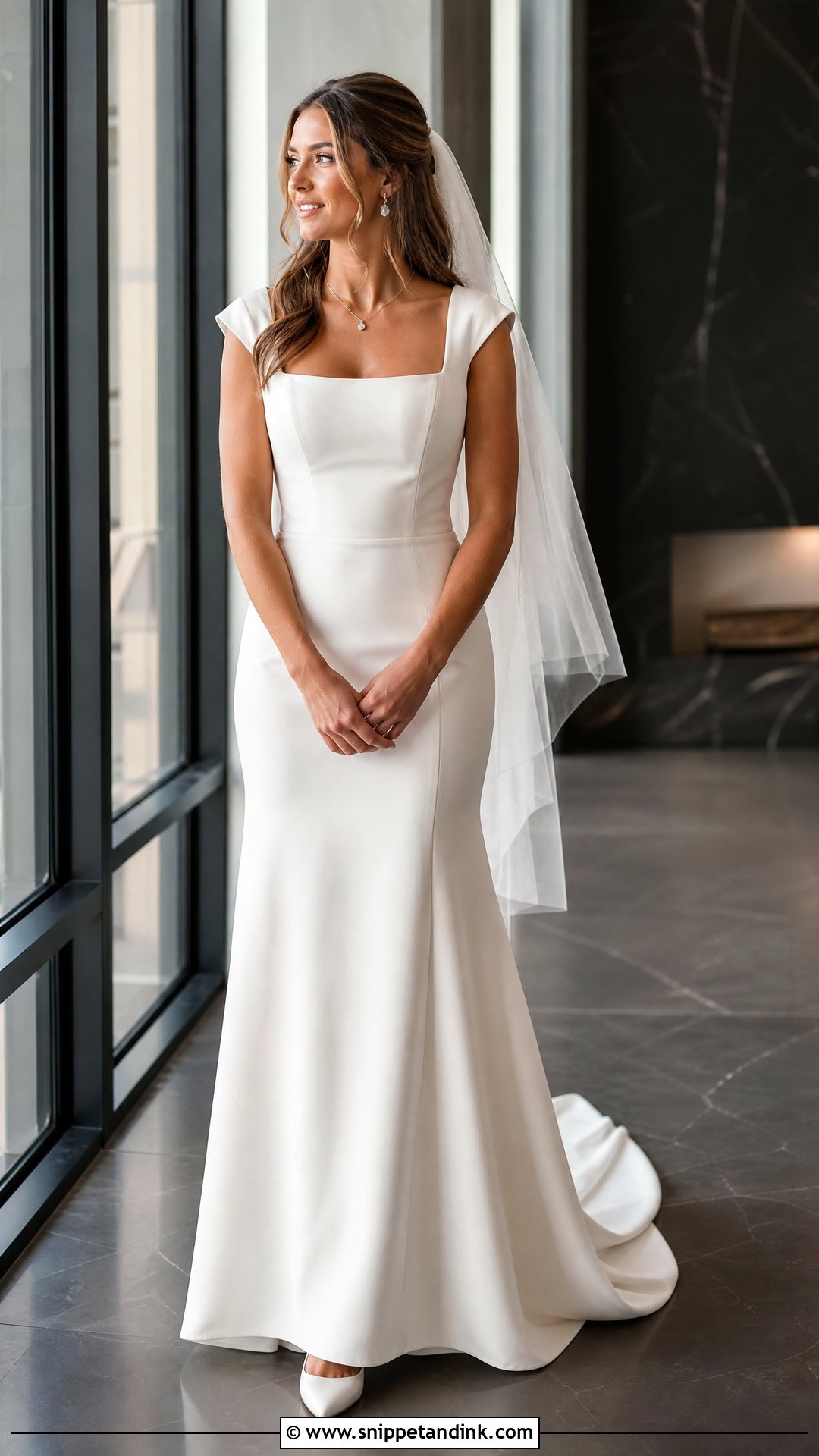 Square Neck Cap Sleeve Wedding Dress - Snippet and Ink - 20 Wedding Dress Cap Sleeves