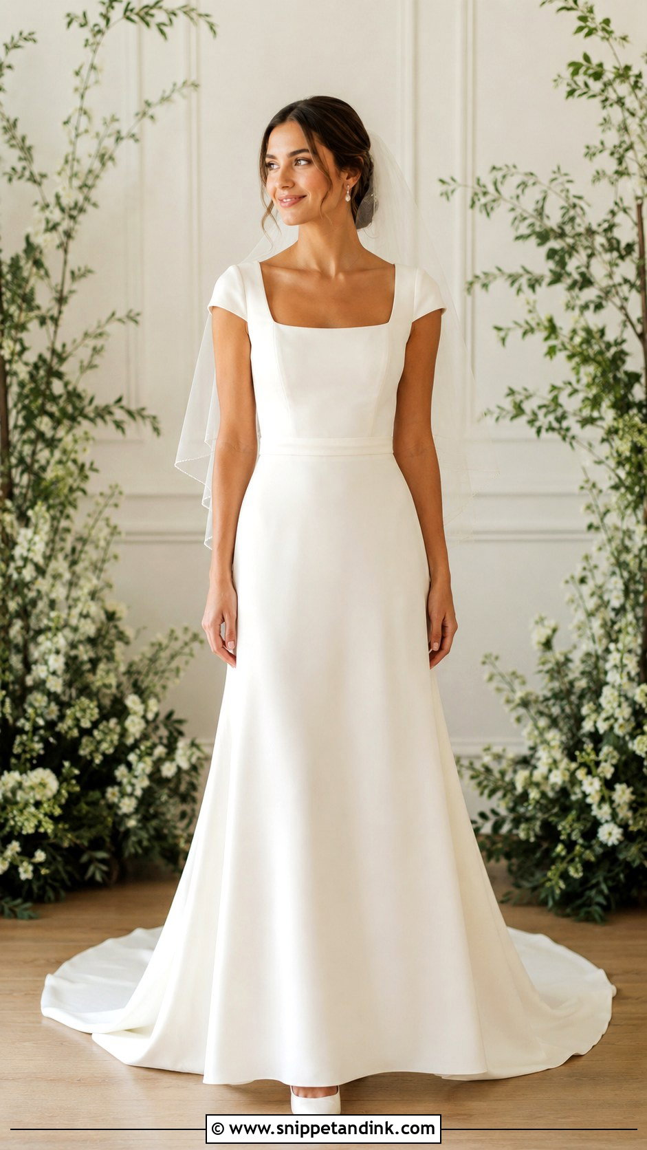 Square Neck Cap Sleeve Wedding Dress - Snippet and Ink - 25 Square Neck Wedding Dress with Sleeves