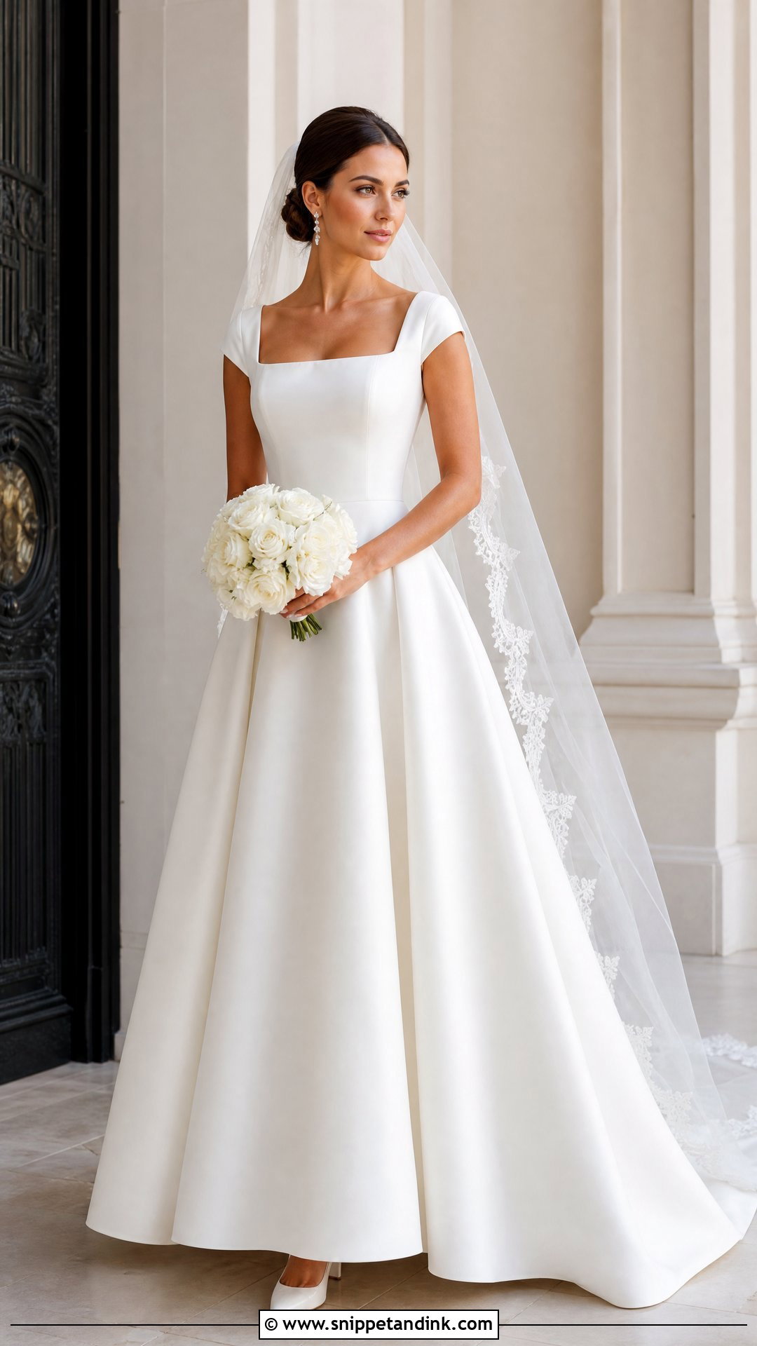 Square Neck Cap Sleeve Wedding Dress - Snippet and Ink - 20 Wedding Dresses Cap Sleeves