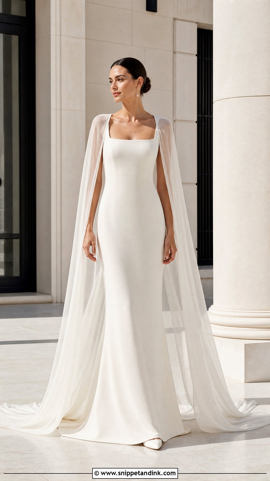 Square Neck Cape Wedding Dress - Snippet and Ink - 20 Square Neck Wedding Dresses