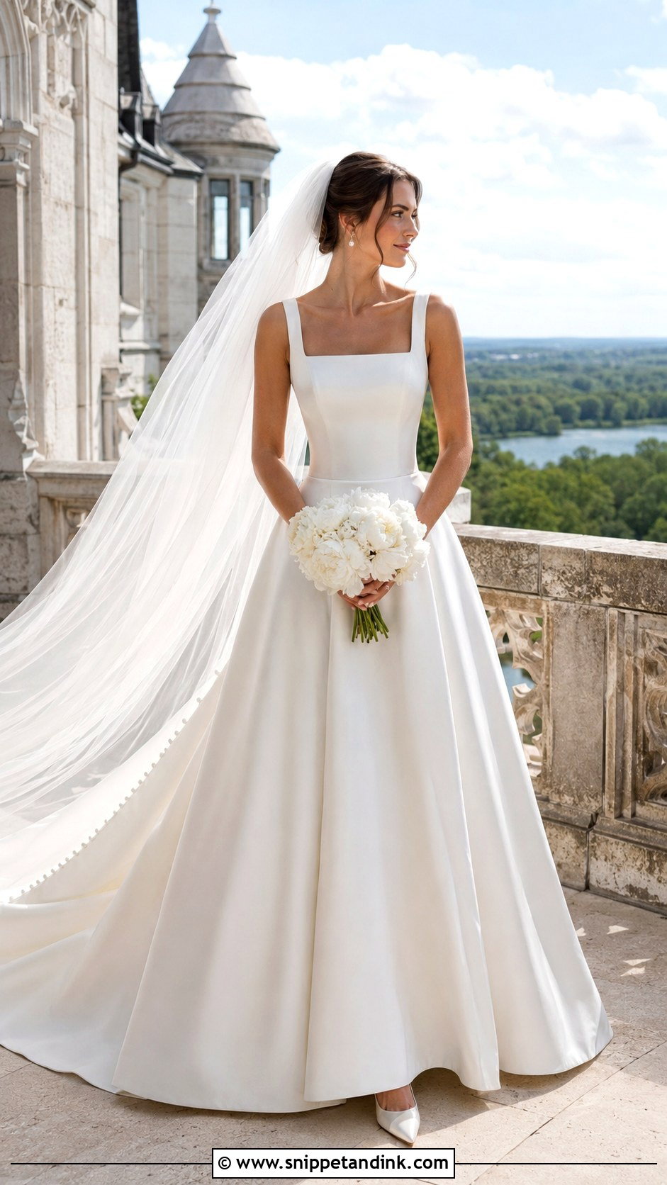 Square Neck Castle Wedding Dress - Snippet and Ink - 20 Castle Wedding Dress Ideas