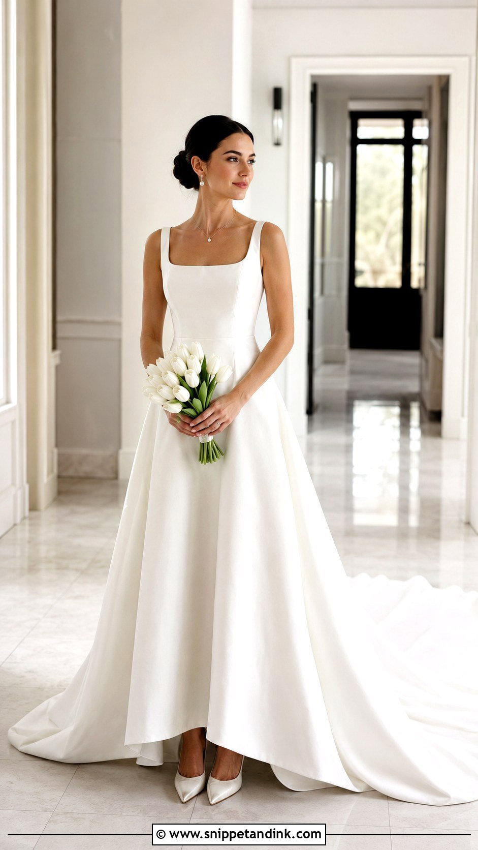 Square Neck Cathedral Train Wedding Dress - Snippet and Ink - 20 Cathedral Train Wedding Dress Ideas
