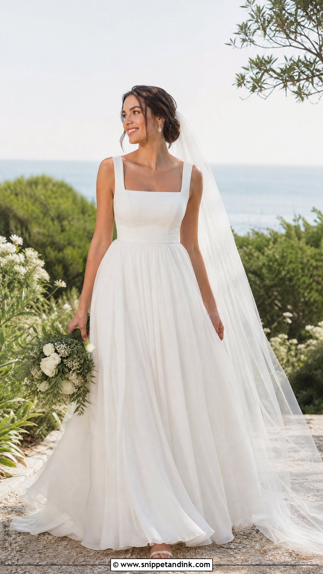 Square Neck Chiffon Wedding Dress - Snippet and Ink - 20 Square Neck Wedding Dresses