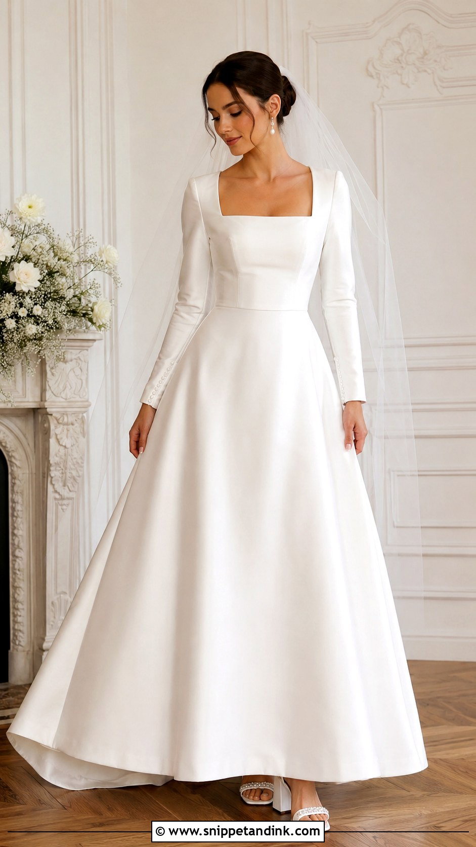 Square Neck Christian Bridal Gown - Snippet and Ink - 30 Christian Bridal Gown Ideas