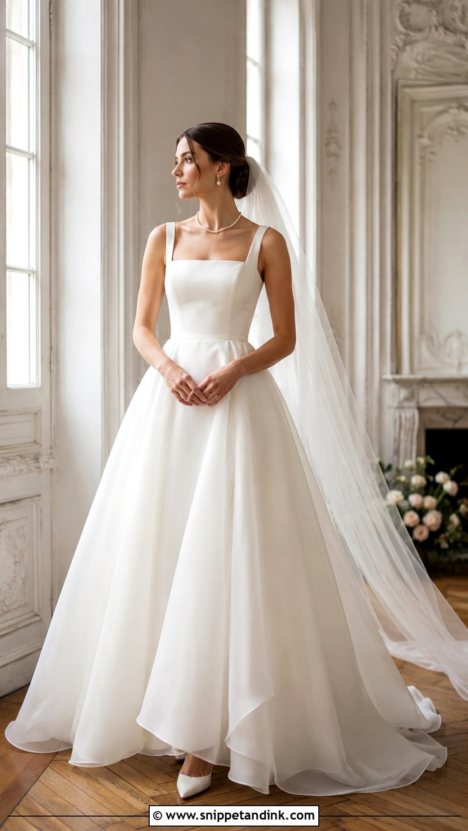 Square Neck Cinderella Wedding Dress - Snippet and Ink - 20 Cinderella Dress Wedding Ideas