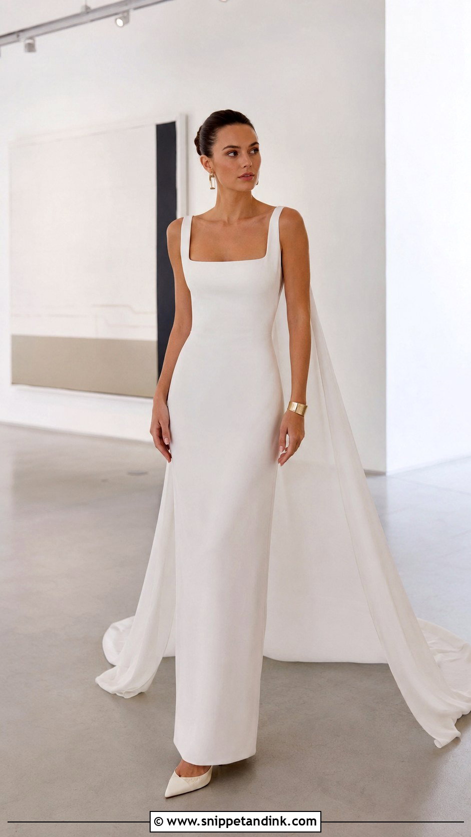 Square Neck Column Bridal Dress - Snippet and Ink - 20 Bridal Styles