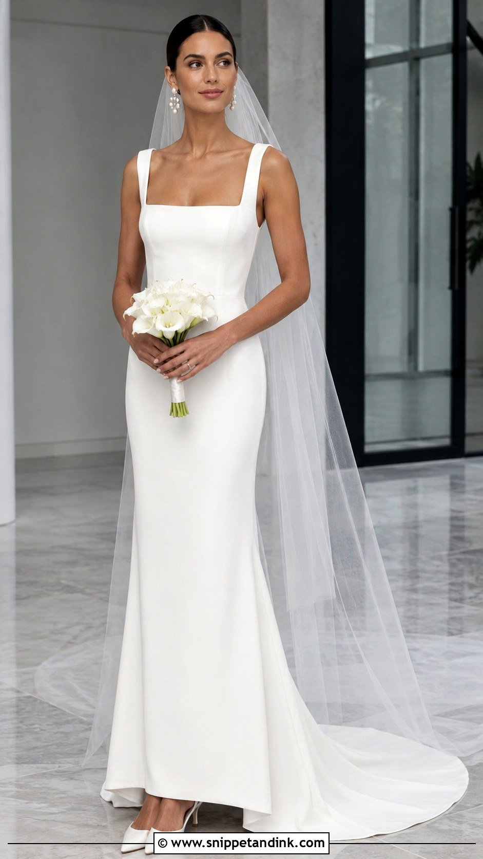 Square Neck Column Wedding Dress - Snippet and Ink - 20 Nice Wedding Dresses