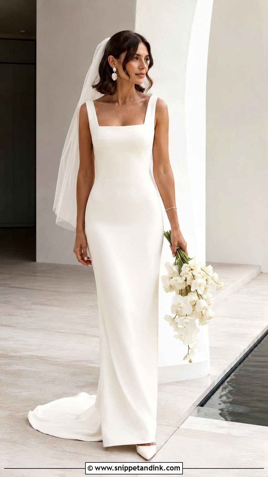 Square Neck Column Wedding Dress - Snippet and Ink - 20 Fashion Wedding Dress Ideas
