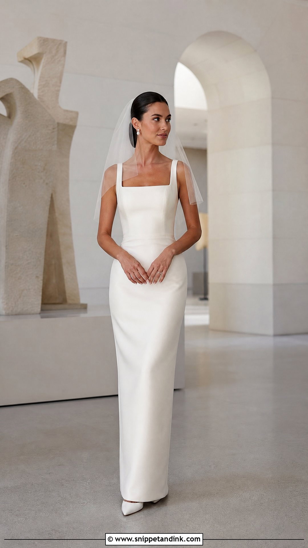 Square Neck Column Wedding Dress - Snippet and Ink - 20 Wedding Dress Without Train Ideas