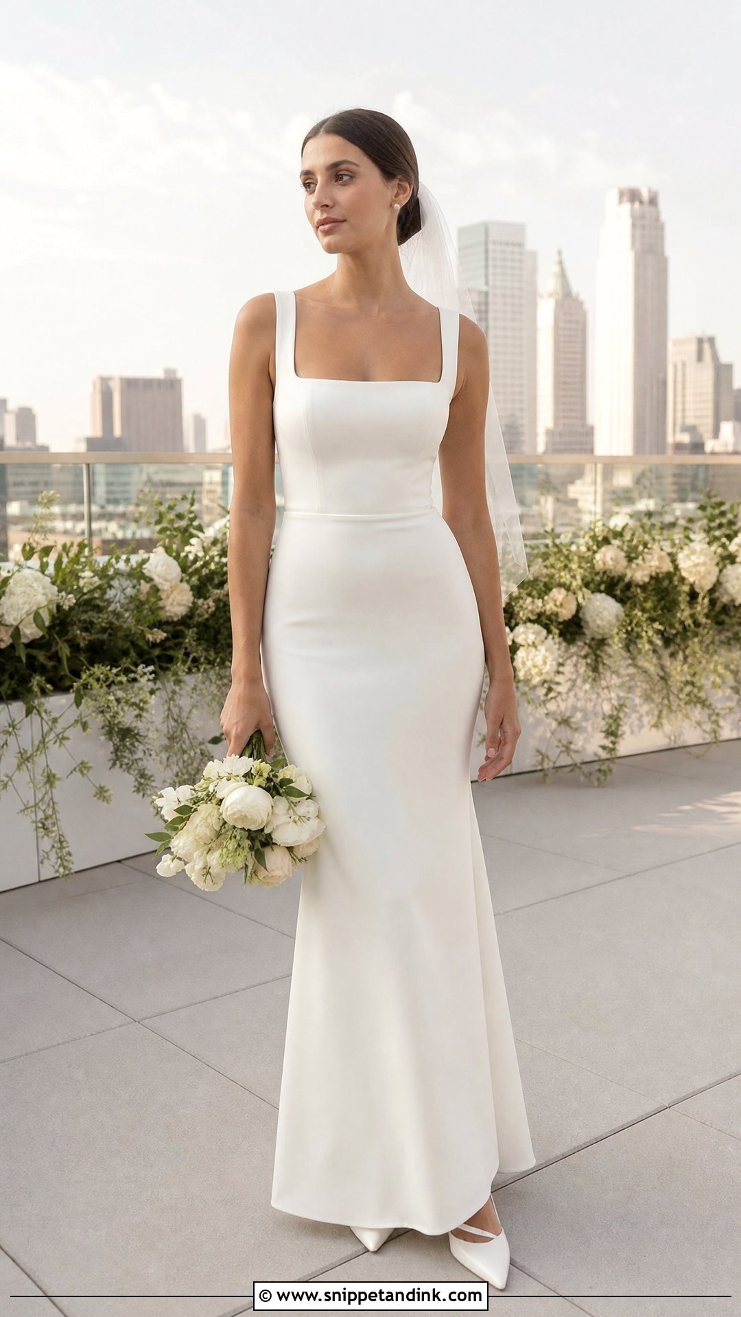 Square Neck Column Wedding Dress - Snippet and Ink - 20 Neck Wedding Dress Ideas