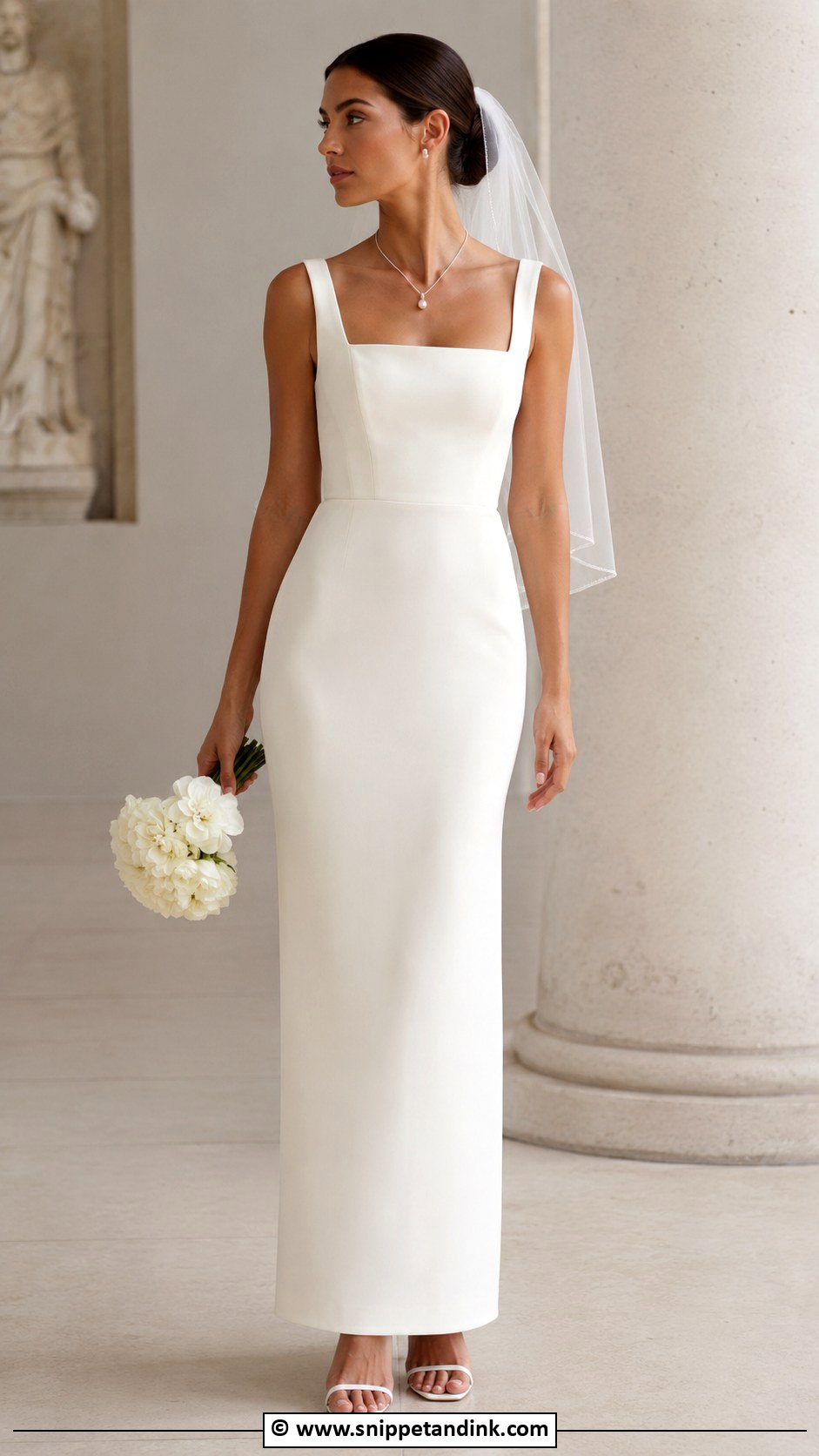 Square Neck Column Wedding Dress - Snippet and Ink - 25 Column Wedding Dress Ideas