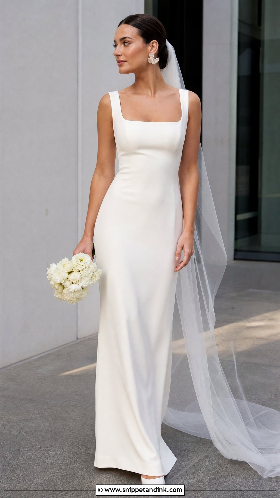 Square Neck Column Wedding Gown - Snippet and Ink - 20 Wedding Gown 2025 Ideas
