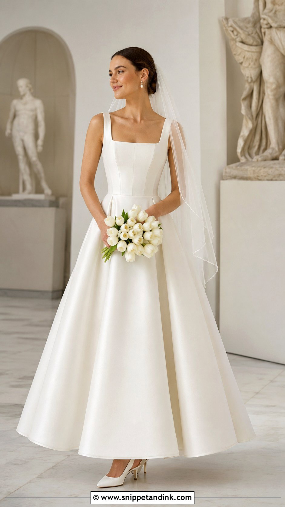 Square Neck Corset A Line Wedding Dress - Snippet and Ink - 20 Corset Style Wedding Dress Ideas