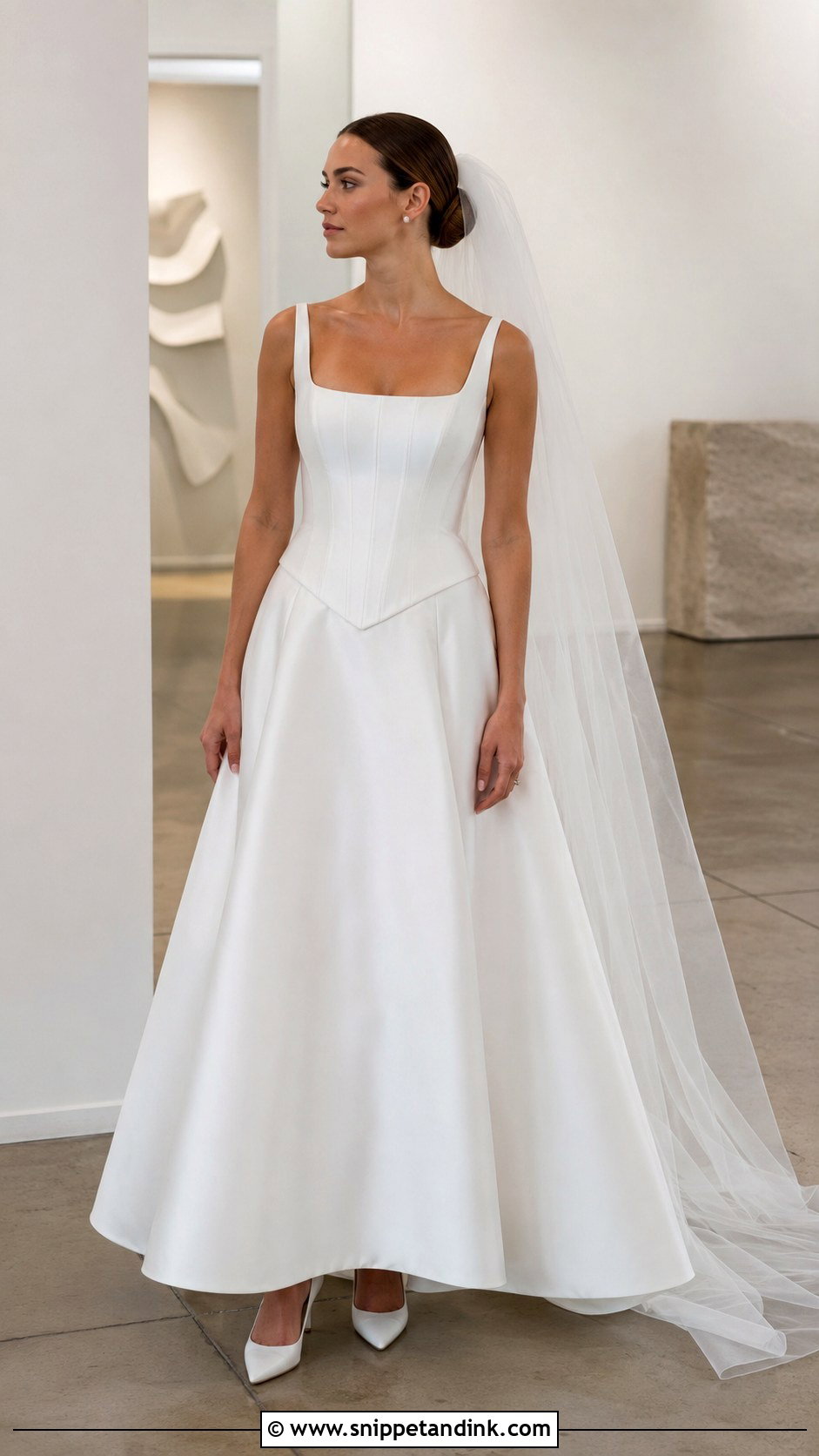 Square Neck Corset Basque Waist Wedding Dress - Snippet and Ink - 20 Corset Basque Waist Wedding Dress Ideas