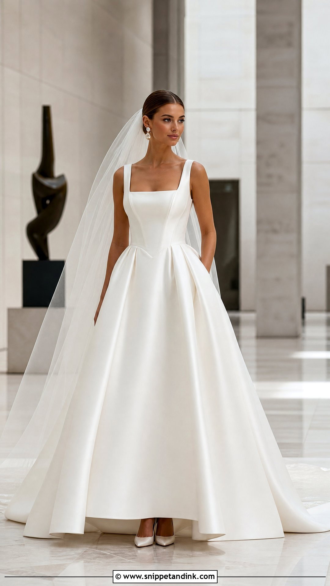 Square Neck Corset Mikado Wedding Dress - Snippet and Ink - 25 Corset Top Wedding Dresses