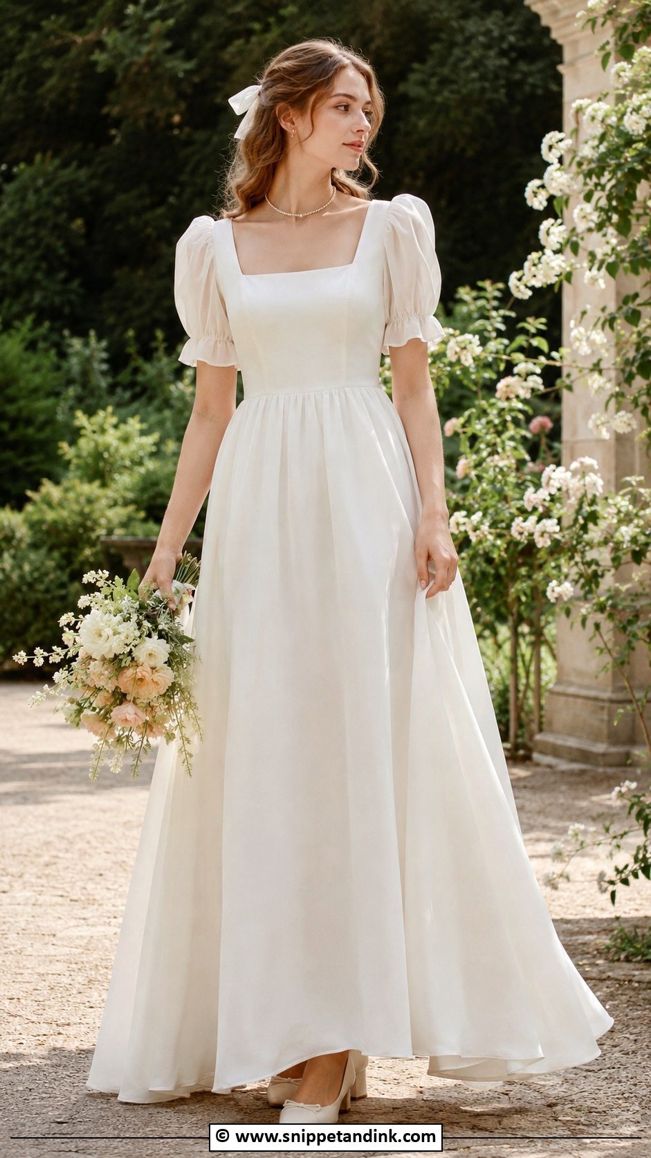 Square Neck Cottagecore Wedding Dress - Snippet and Ink - 30 Cottagecore Wedding Dress Ideas