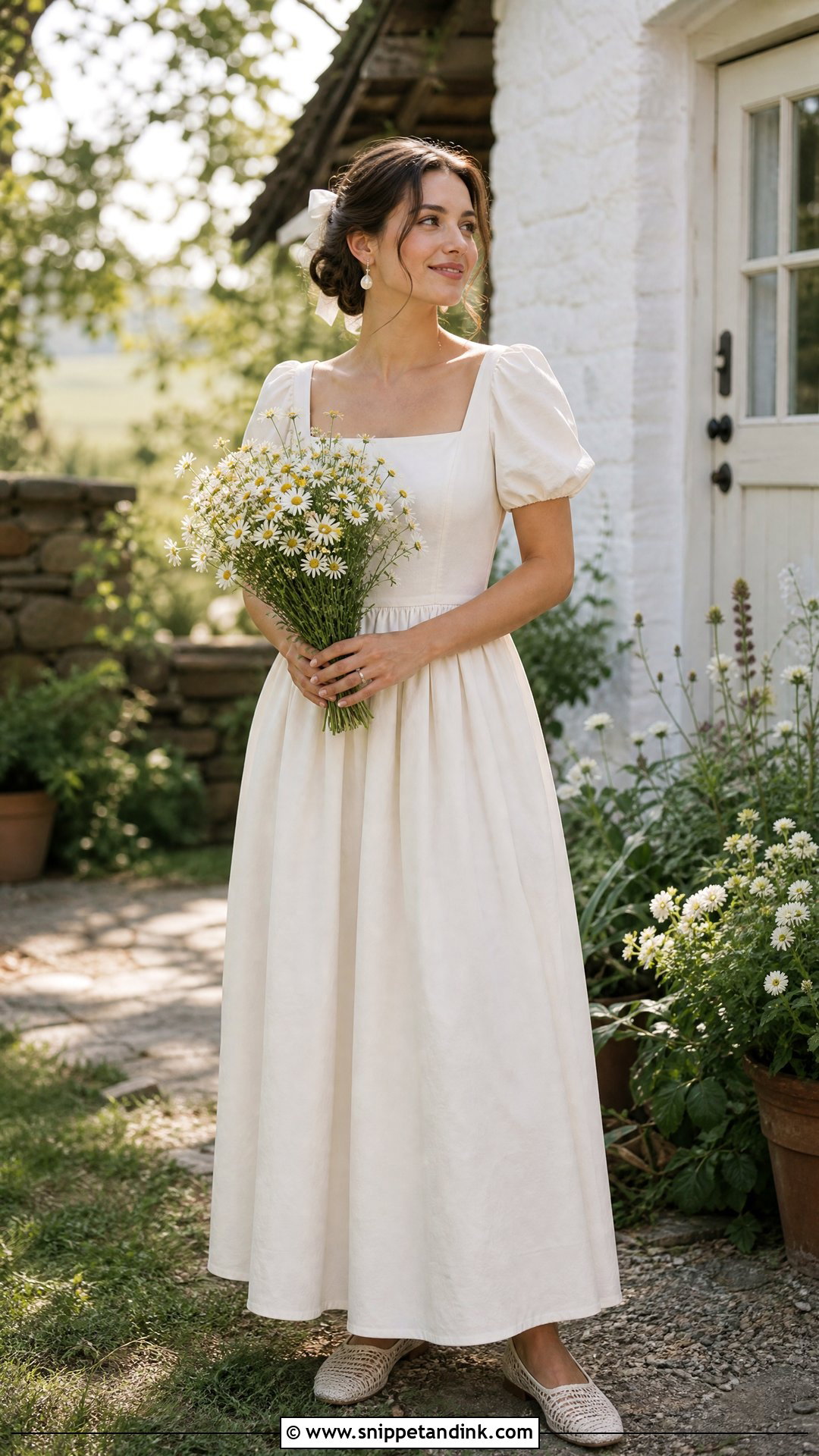 Square Neck Cotton Cottage Wedding Dress - Snippet and Ink - 25 Cottage Wedding Dress Ideas