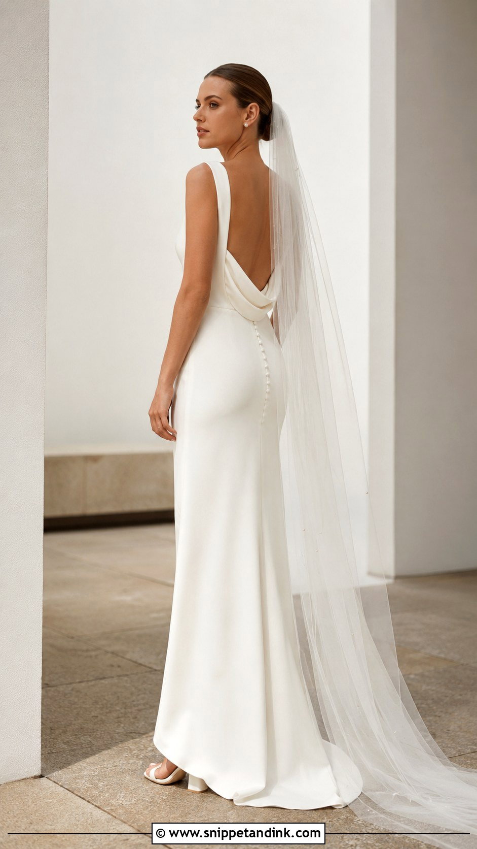 Square Neck Cowl Back Wedding Dress - Snippet and Ink - 20 Cowl Back Wedding Dress Ideas