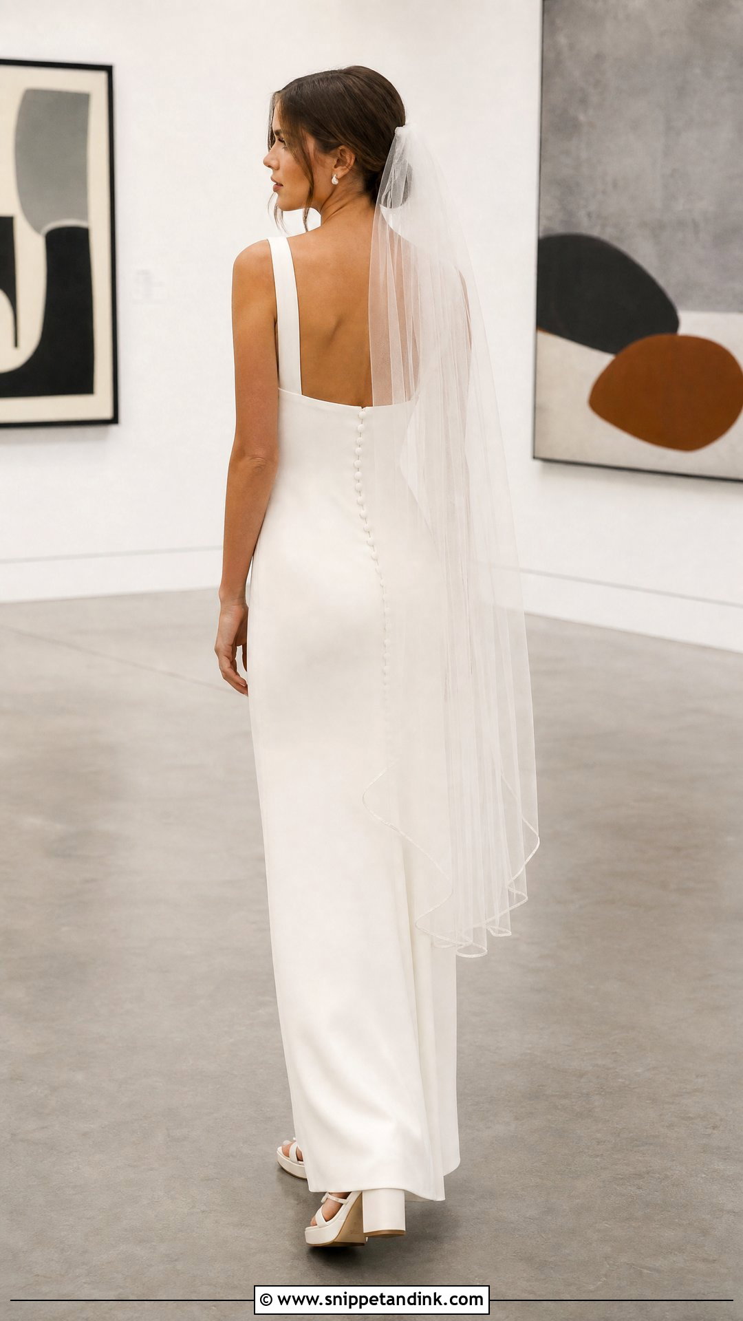 Square Neck Crepe Column Wedding Dress - Snippet and Ink - 20 No Lace Wedding Dress Ideas