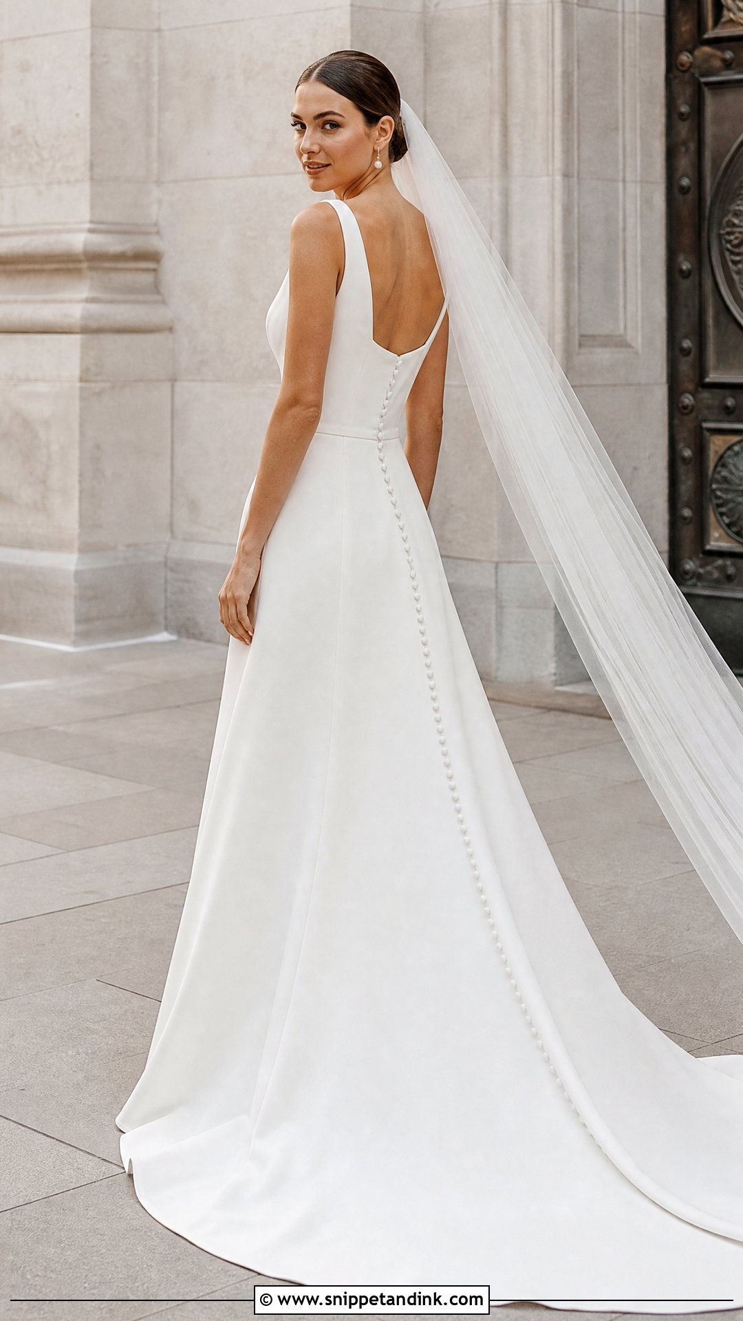 Square Neck Crepe Summer Wedding Dress - Snippet and Ink - 20 Wedding Dresses for Summer