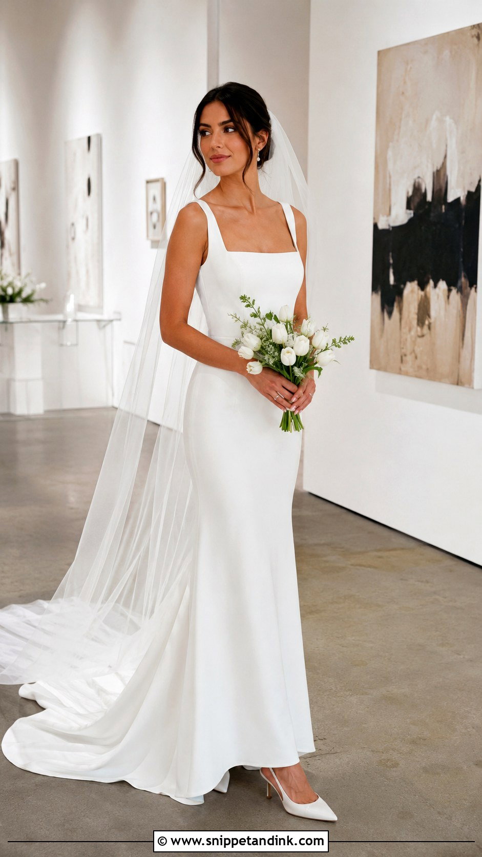 Square Neck Crepe Wedding Dress - Snippet and Ink - 20 Simple Elegant Wedding Dress Classy Chic Ideas