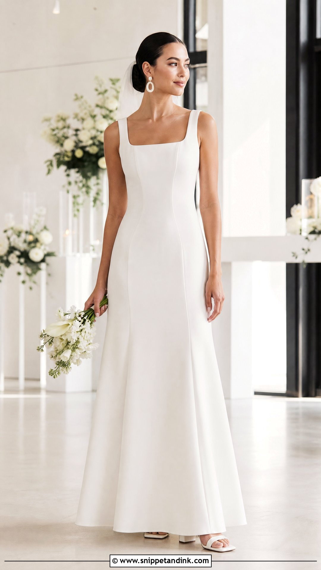 Square Neck Crepe Wedding Dress - Snippet and Ink - 20 Sewing Wedding Dress Ideas