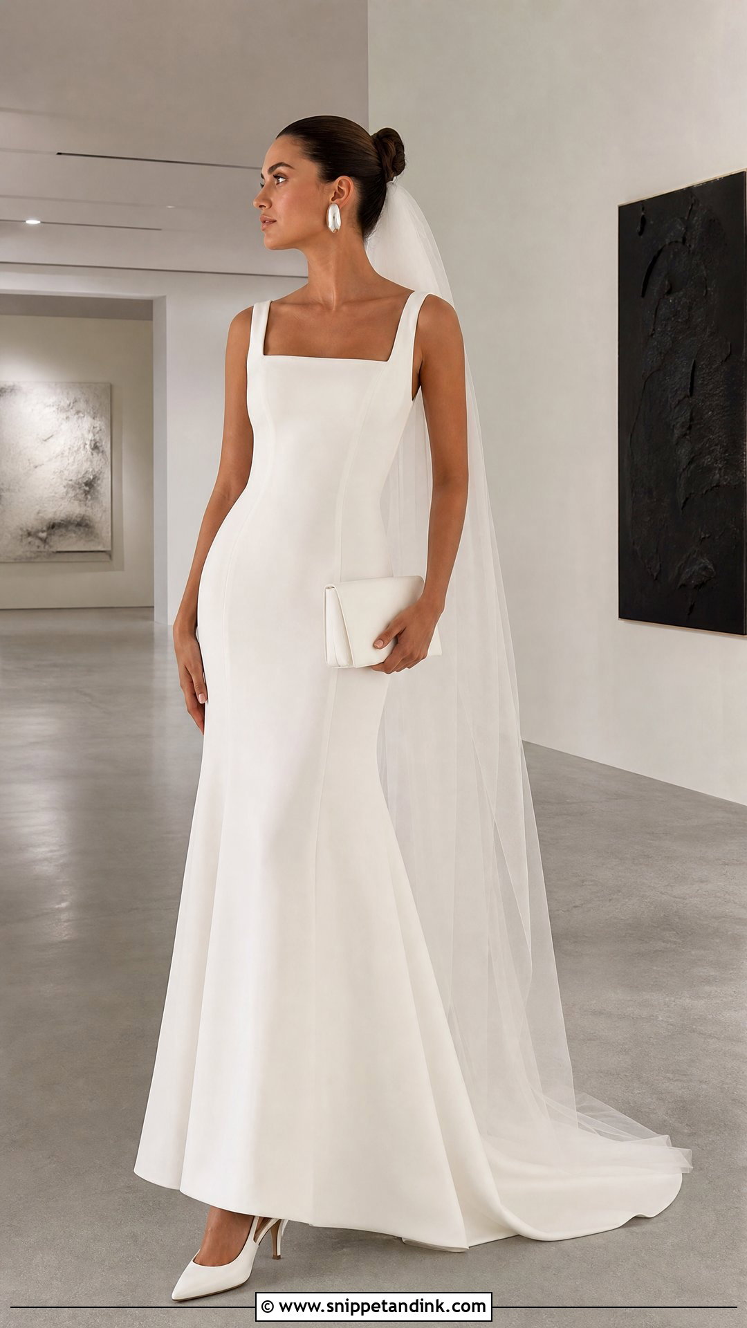 Square Neck Crepe Wedding Dress - Snippet and Ink - 20 Prettiest Wedding Dress Ideas