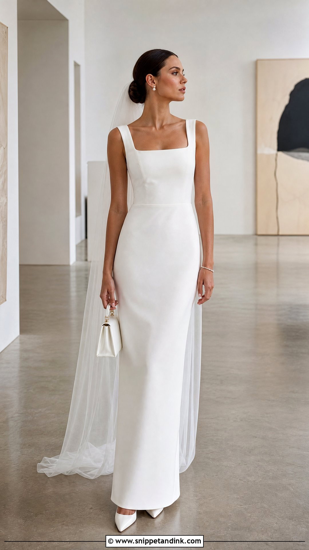 Square Neck Crepe Wedding Dress - Snippet and Ink - 20 Womens Wedding Dresses