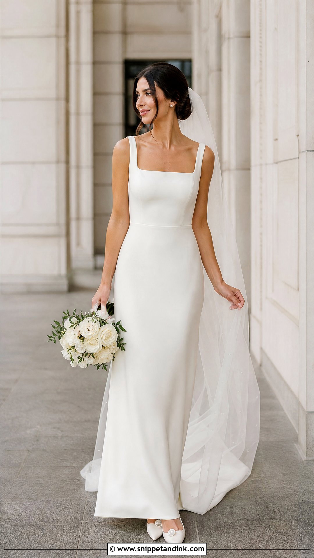 Square Neck Crepe Wedding Dress - Snippet and Ink - 25 Wedding Dresses Square Neckline