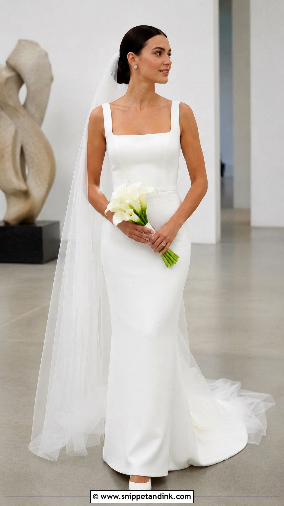 Square Neck Crepe Wedding Dress - Snippet and Ink - 20 Easy Wedding Dress Ideas