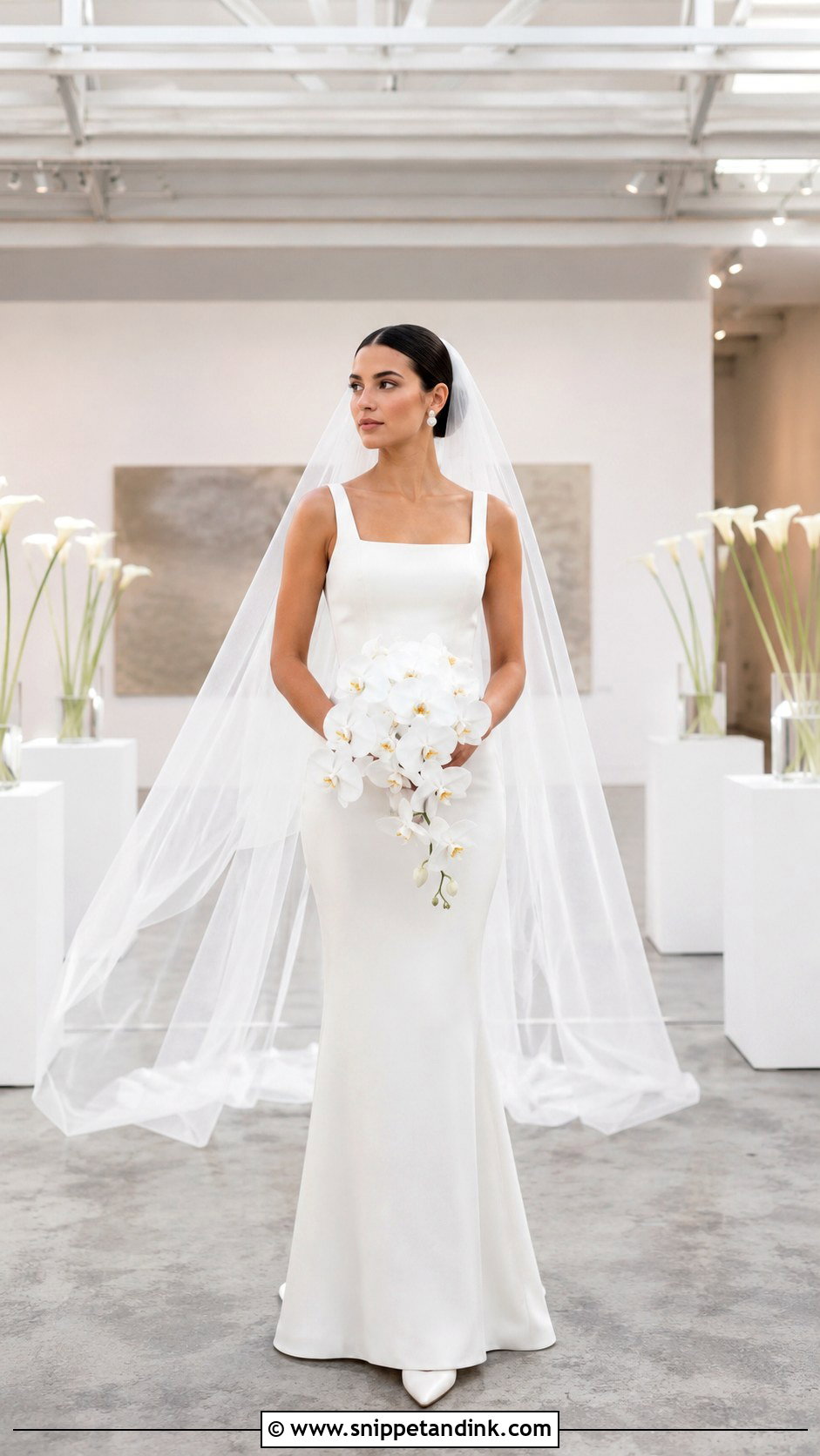 Square Neck Crepe Wedding Dress - Snippet and Ink - 20 Fitted Elegant Wedding Dresses
