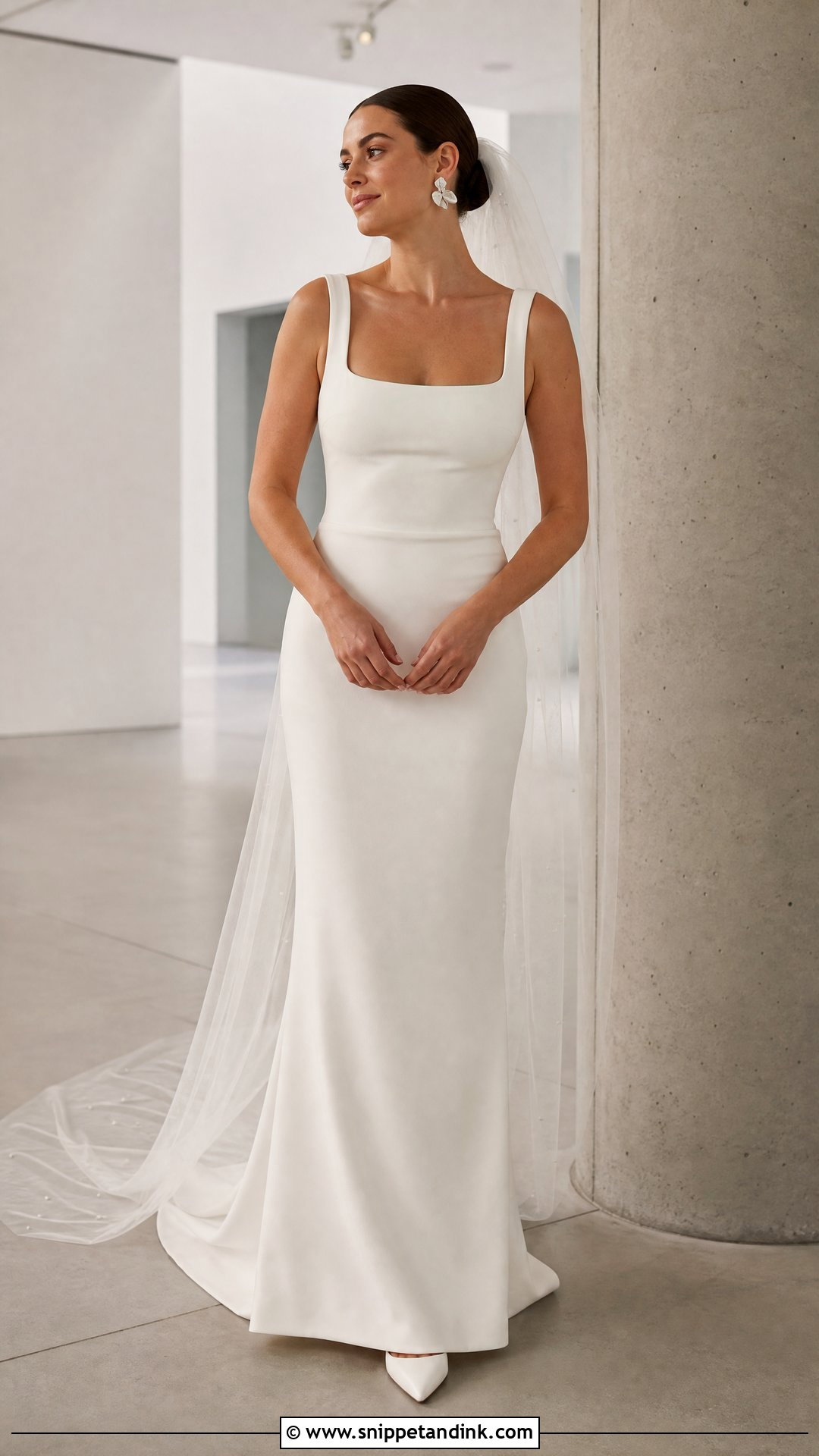 Square Neck Crepe Wedding Dress - Snippet and Ink - 20 Scandinavian Wedding Dress Ideas
