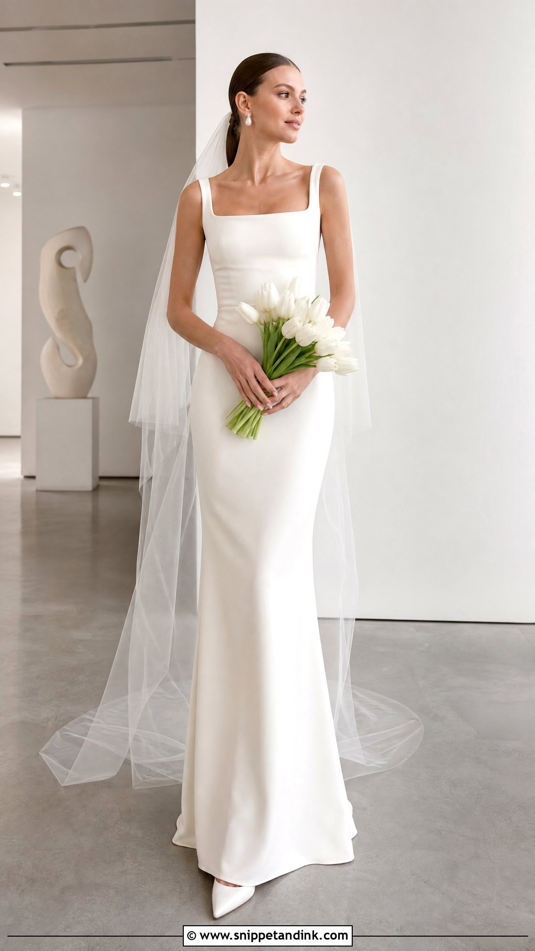 Square Neck Crepe Wedding Dress - Snippet and Ink - 20 Elegant Wedding Dress Inspo Ideas