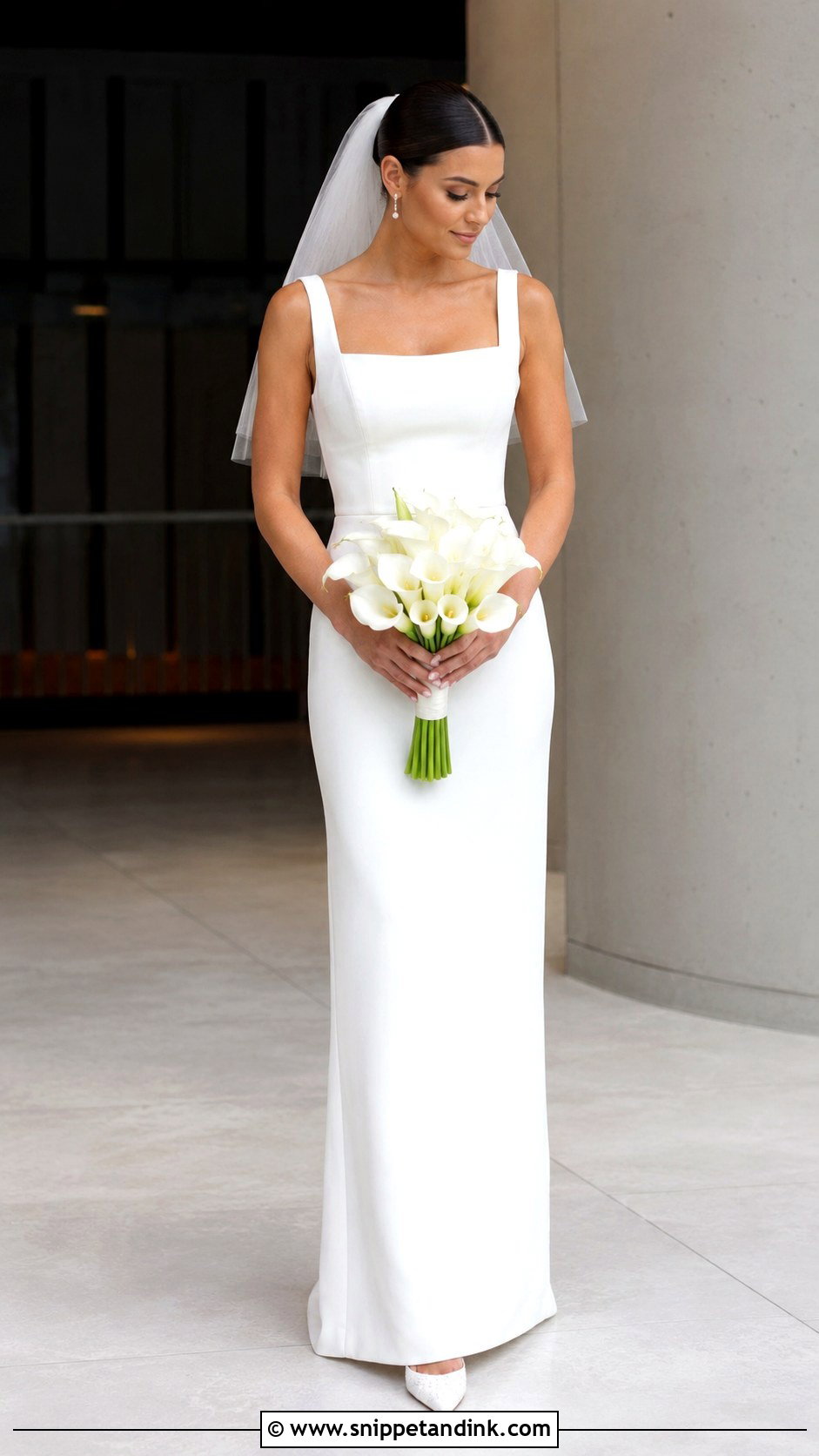 Square Neck Crepe Wedding Gown - Snippet and Ink - 20 Classy Minimalist Wedding Gown Ideas