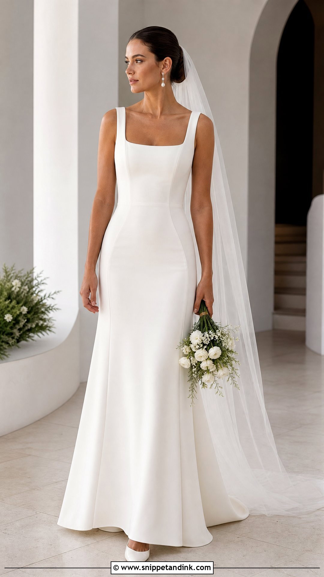 Square Neck Crepe Wedding Gown - Snippet and Ink - 20 Simple Wedding Gowns Elegant Classy
