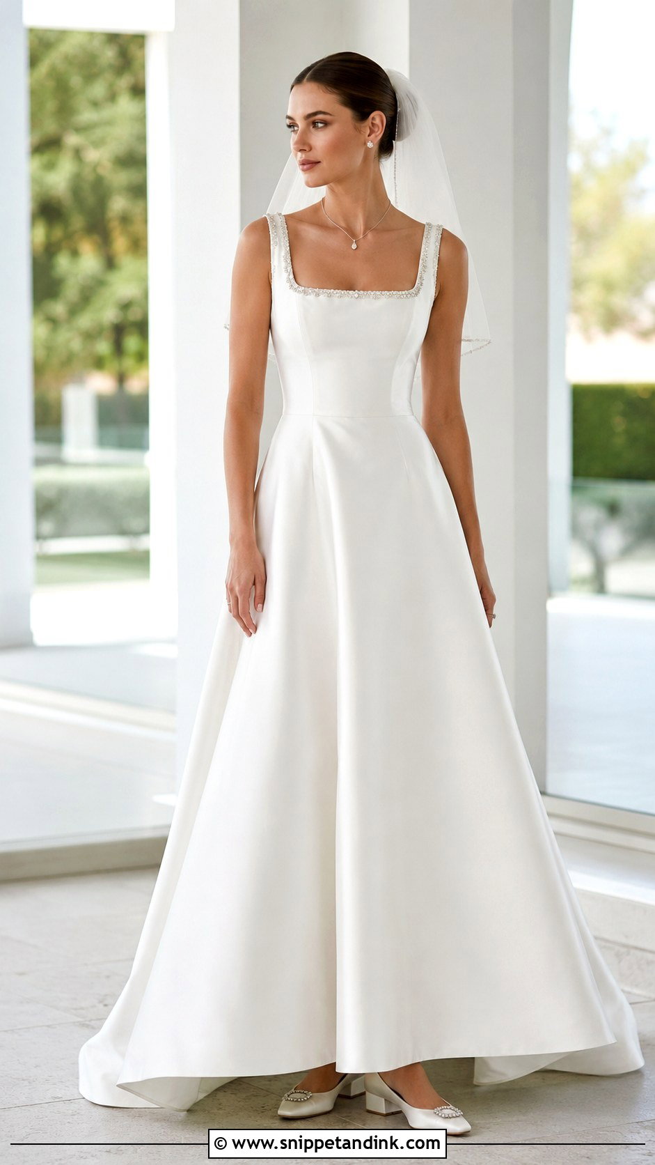 Square Neck Crystal Wedding Dress - Snippet and Ink - 20 Crystal Wedding Dress Ideas