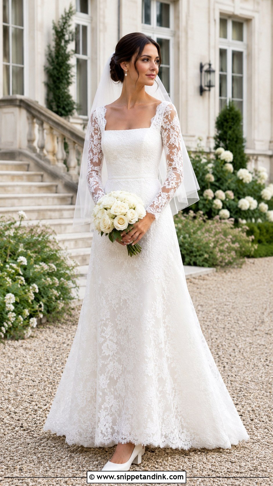 Square Neck Dentelle Wedding Dress - Snippet and Ink - 20 Dentelle Wedding Dress Ideas